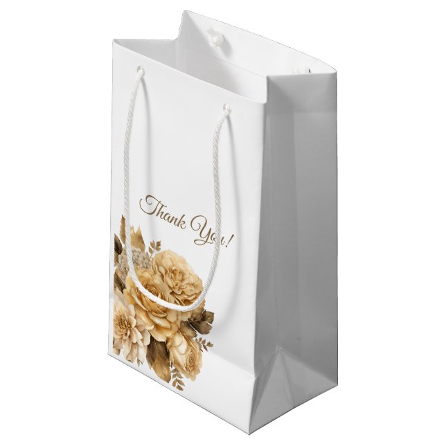 Neutral Flower Bouquet-Wedding- Small Gift Bag (Front Angled)