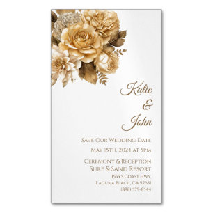Neutral Flower Bouquet-White-Save Our Date- Magnetic Business Card