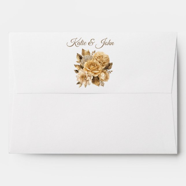 Neutral Flower Bouquet-White Wedding- Envelope (Back (Top Flap))