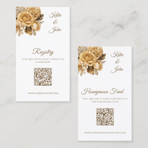 Neutral Flower Bouquet-White Wedding Registry- Business Card