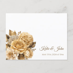 Neutral Flower Bouquet-White Wedding RSVP- Invitation Postcard
