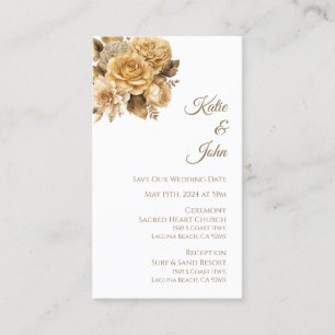 Neutral Flower Bouquet-White Wedding Save our Date Business Card