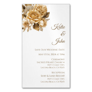 Neutral Flower Bouquet-White Wedding Save our Date Magnetic Business Card
