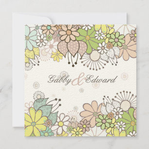 Neutral Flower Garden Square Wedding DIY Custom Invitation