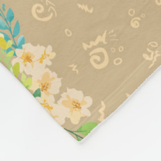 Neutral Flowers Fleece Blanket