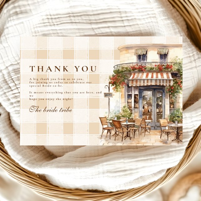 Neutral French Cafe Bridal Shower Thank You Card (Creator Uploaded)