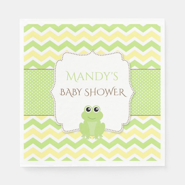 Neutral Gender Frog Baby Shower napkins (Front)