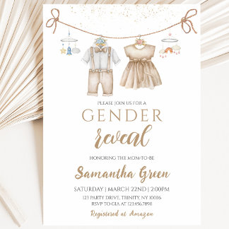 Neutral Gender Reveal Baby Shower Invitation