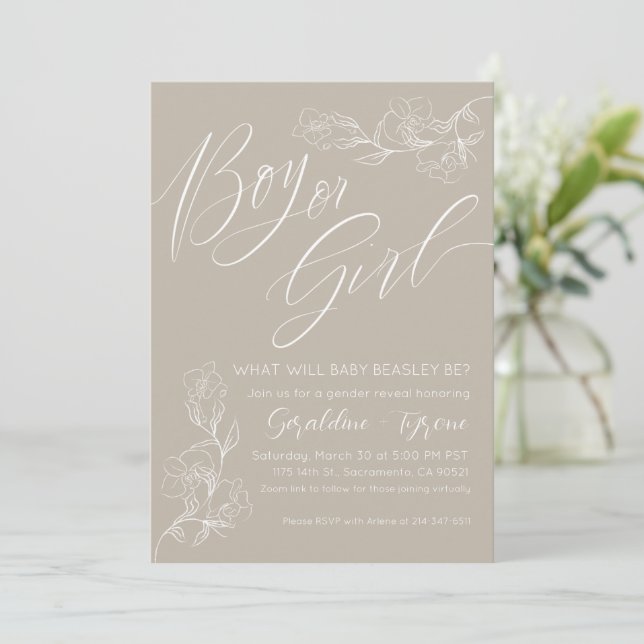 Neutral Gender Reveal Invitation (Standing Front)