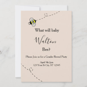 Neutral Gender Reveal Invitations Bee Themed