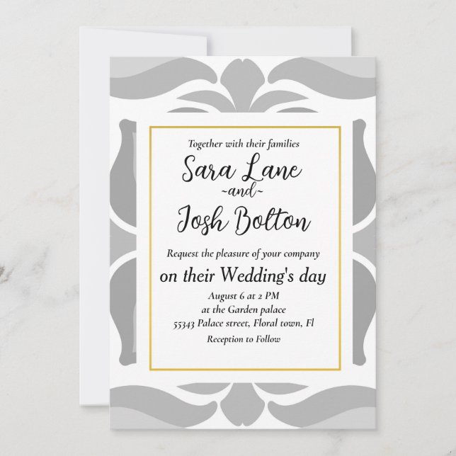 Neutral geolmetrical tiles invitation (Front)