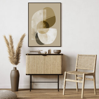 Neutral Geometric Abstract Shapes Art Canvas Print