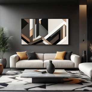 Neutral Geometric Layers 3D Canvas Print