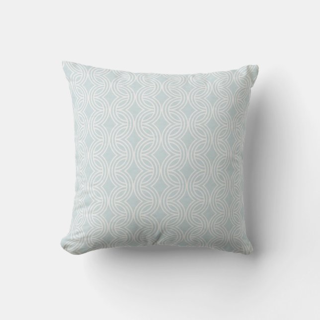 Neutral Geometric soft blue rainbow Cushion (Front)