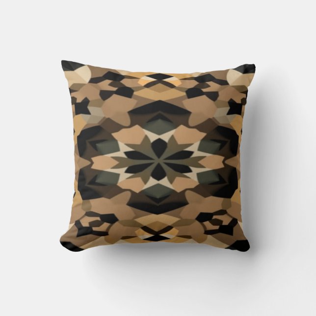 Neutral Geometric Throw Pillow | Modern Earth Tone (Front)
