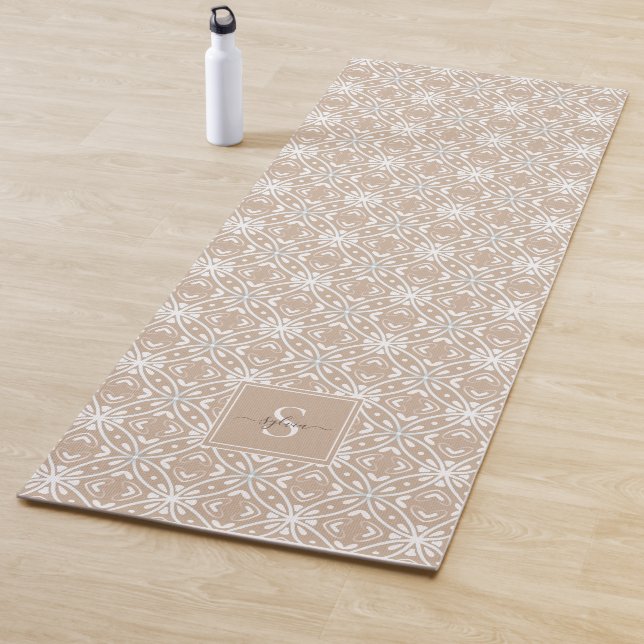 Neutral Geometrical Batik Pattern Monogram Yoga Mat (In Situ)