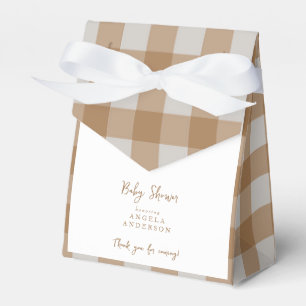 Neutral Gingham Baby Shower Thank You Favor Box