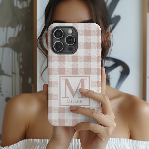 Neutral Gingham Custom Phone Case for Mum, Grandma