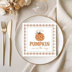 Neutral Gingham Pumpkin Baby Shower Napkins