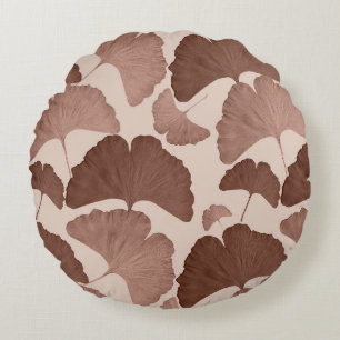 Neutral Ginkgo Botanical Dream 1 Round Cushion