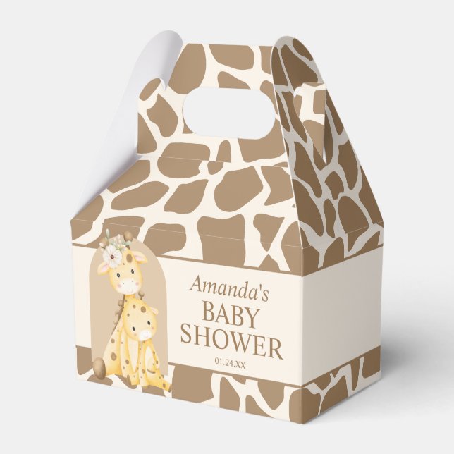 Neutral Giraffe Baby Shower Gable Box (Front Side)