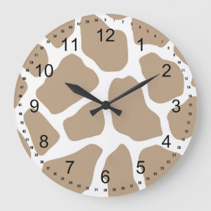 Neutral Giraffe Print Large Clock