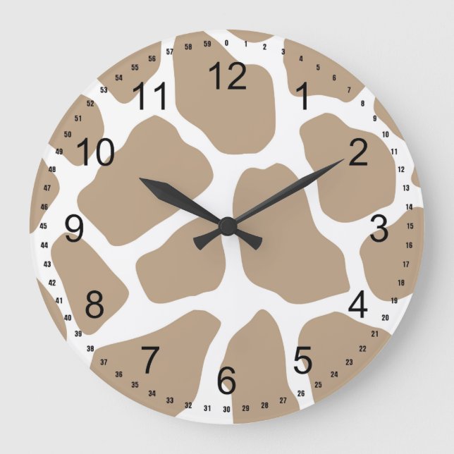 Neutral Giraffe Print Large Clock (Front)