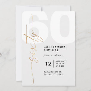 Neutral Gold 60th Birthday Invitation