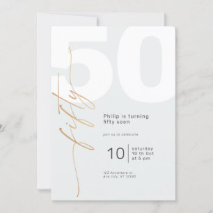 Neutral Gold Elegant Calligraphy Birthday Invitation