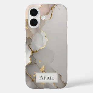 Neutral & Gold Marble iPhone 16 Case