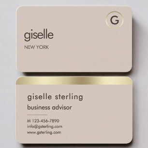 Neutral Gold Monogram Business Card