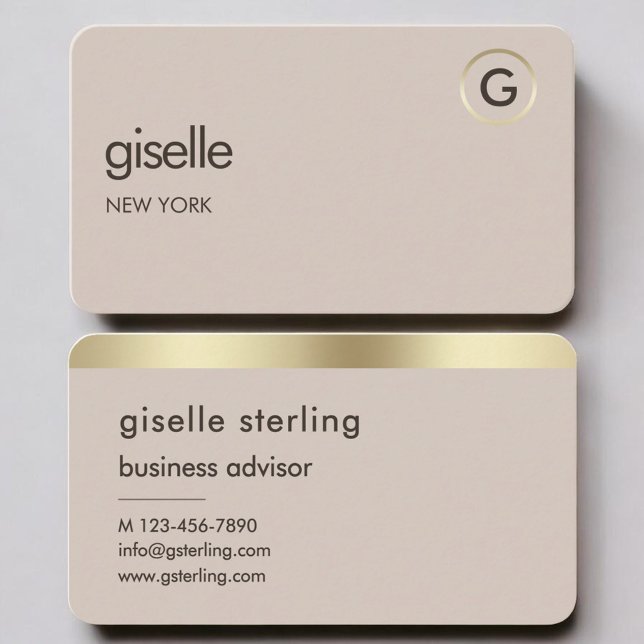 Neutral Gold Monogram Business Card (Creator Uploaded)