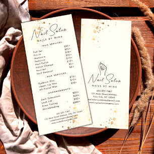 Neutral Gold Specks Nail Salon Price List Rack Card