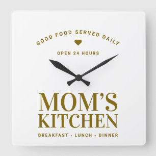 Neutral Gold Typography Mum’s Kitchen Custom Square Wall Clock