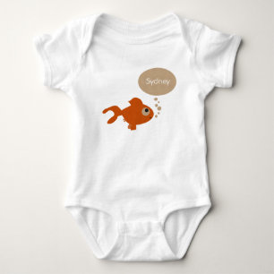 Neutral goldfish personalised baby bodysuit