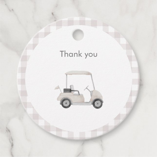 Neutral golf baby shower  favour tags (Front)