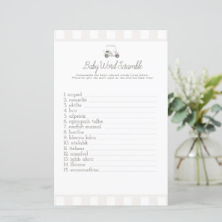 Neutral golf baby word scrabble baby shower 