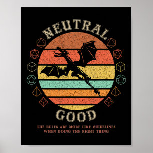 Neutral Good Doing Right Thing Vintage Rpg Player  Poster