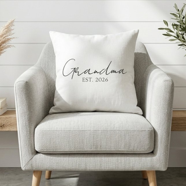 Neutral Grandma Est. Year Timeless Typography  Cushion (Creator Uploaded)