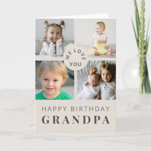 Neutral Grandpa Photo Collage Birthday Card