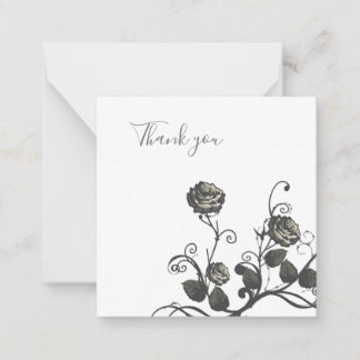 Neutral Gray rose Thank you  Card