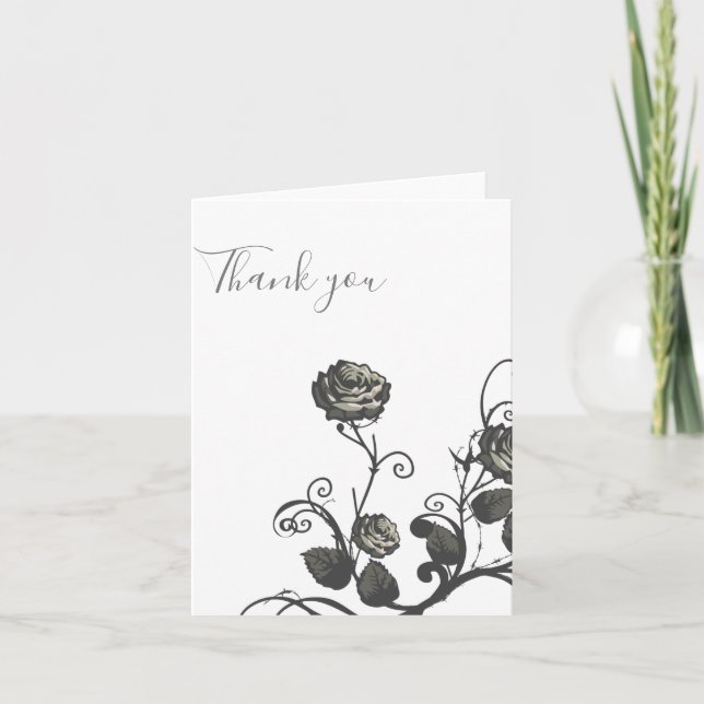 Neutral Gray rose Thank you  Card (Front)