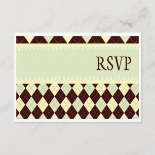 Neutral Green Argyle Baby on the Way RSVP Cards
