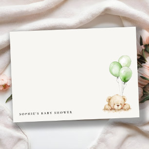 Neutral Green Bearly Wait Balloon Baby Shower Card