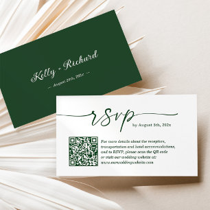 Neutral Green Budget Wedding RSVP Website QR Code Enclosure Card