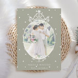 Neutral Green Classic Frame Merry & Married Photo Holiday Card<br><div class="desc">This flat christmas | holiday card features a simple white vintage frame with a photo. For more advanced customisation of this design,  please click the BLUE DESIGN TOOL BUTTON above!</div>