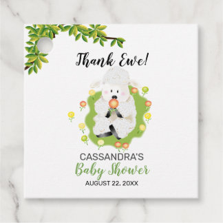 Neutral Green Lamb Baby Shower Favour Tags