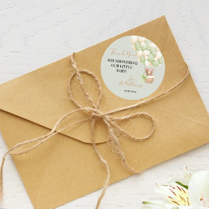 Neutral Green Teddy Bear Oh Baby Balloon Baby Classic Round Sticker