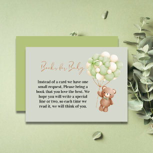 Neutral Green Teddy Bear Oh Baby Books Baby Shower Enclosure Card