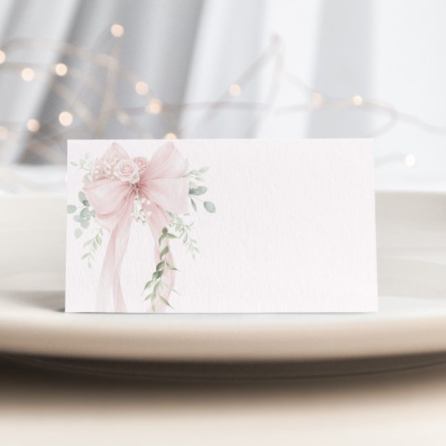 Neutral Greenery Bow Baby in Bloom Place Card (Creator Uploaded)